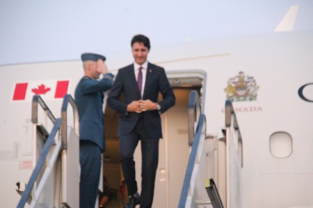 Prime Minister Justin Trudeau arrives in Liberia